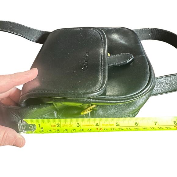 Calvin Klein Black Leather Crossbody Bag Flap Closure Y2K 90s Retro Vintage - Picture 8 of 9